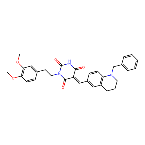 (5E)-5-[(1-benzyl-1,2,3,4-tetrahydroquinolin-6-yl)methylidene]-3-[2-(3,4-dimethoxyphenyl)ethyl]-6-hydroxypyrimidine-2,4(3H,5H)-dione structure