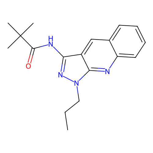 2,2-dimethyl-N-(1-propyl-1H-pyrazolo[3,4-b]quinolin-3-yl)propanamide structure