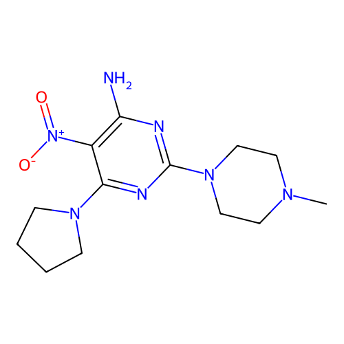 2-(4-Methylpiperazin-1-yl)-5-nitro-6-(pyrrolidin-1-yl)pyrimidin-4-amine structure