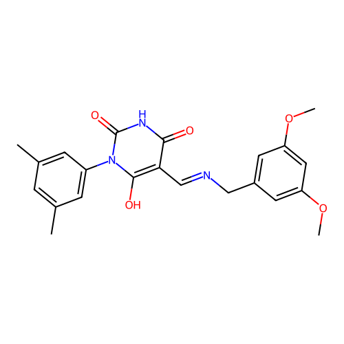 (5Z)-5-[[(3,5-dimethoxyphenyl)methylamino]methylidene]-1-(3,5-dimethylphenyl)-1,3-diazinane-2,4,6-trione structure