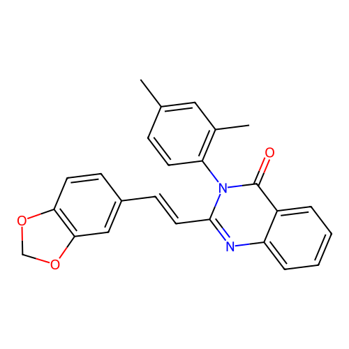 (E)-2-(2-(benzo[d][1,3]dioxol-5-yl)vinyl)-3-(2,4-dimethylphenyl)quinazolin-4(3H)-one structure