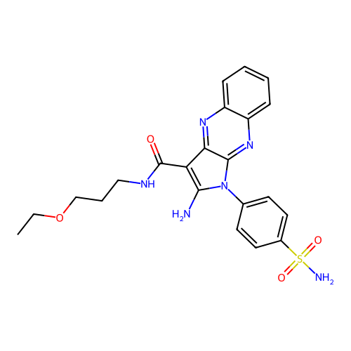 2-amino-N-(3-ethoxypropyl)-1-(4-sulfamoylphenyl)-3-pyrrolo[3,2-b]quinoxalinecarboxamide structure