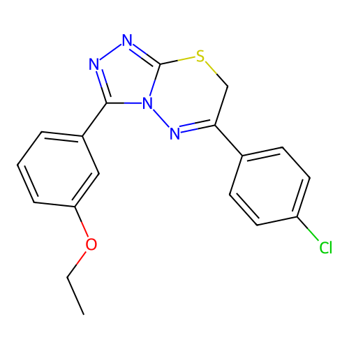6-(4-chlorophenyl)-3-(3-ethoxyphenyl)-7H-[1,2,4]triazolo[3,4-b][1,3,4]thiadiazine structure