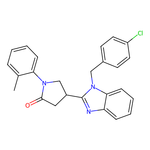 4-(1-(4-chlorobenzyl)-1H-benzo[d]imidazol-2-yl)-1-(o-tolyl)pyrrolidin-2-one structure