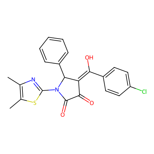 4-(4-chlorobenzoyl)-1-(4,5-dimethylthiazol-2-yl)-3-hydroxy-5-phenyl-1H-pyrrol-2(5H)-one structure