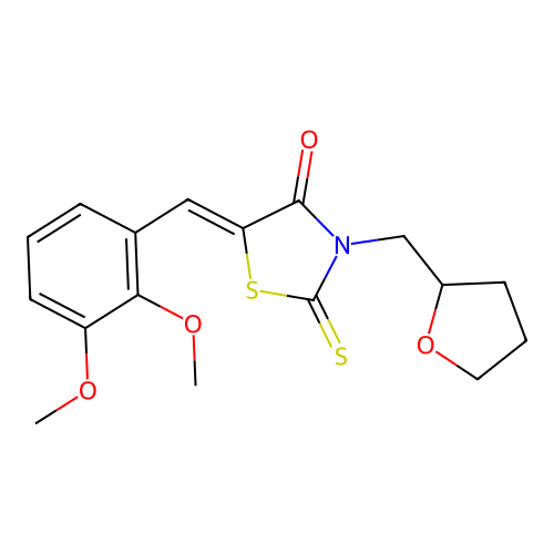 (Z)-5-(2,3-dimethoxybenzylidene)-3-((tetrahydrofuran-2-yl)methyl)-2-thioxothiazolidin-4-one structure