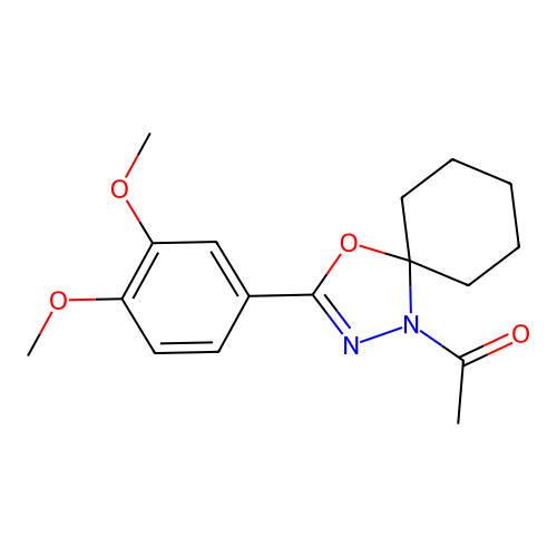 1-[3-(3,4-Dimethoxyphenyl)-4-oxa-1,2-diazaspiro[4.5]dec-2-en-1-yl]ethanone structure