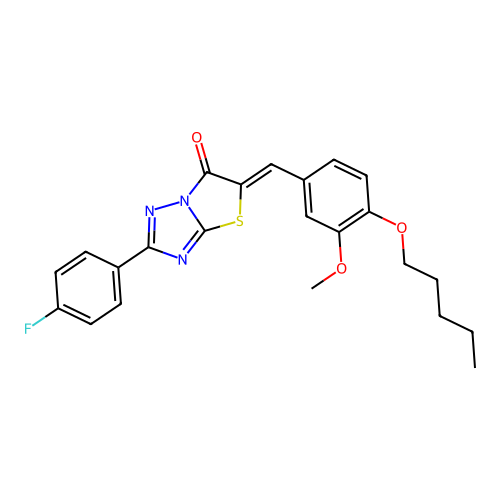(Z)-2-(4-fluorophenyl)-5-(3-methoxy-4-(pentyloxy)benzylidene)thiazolo[3,2-b][1,2,4]triazol-6(5H)-one structure