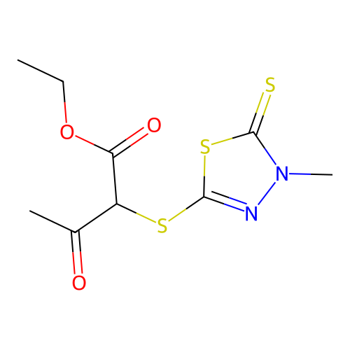 ethyl 2-((4-methyl-5-thioxo-4,5-dihydro-1,3,4-thiadiazol-2-yl)thio)-3-oxobutanoate structure