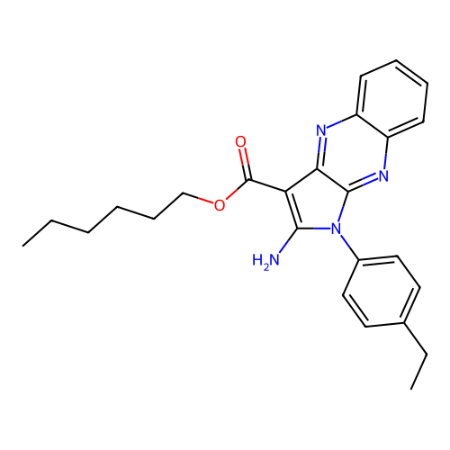 hexyl 2-amino-1-(4-ethylphenyl)-1H-pyrrolo[2,3-b]quinoxaline-3-carboxylate structure
