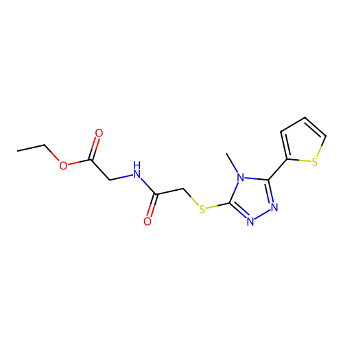 ethyl N-({[4-methyl-5-(2-thienyl)-4H-1,2,4-triazol-3-yl]thio}acetyl)glycinate structure