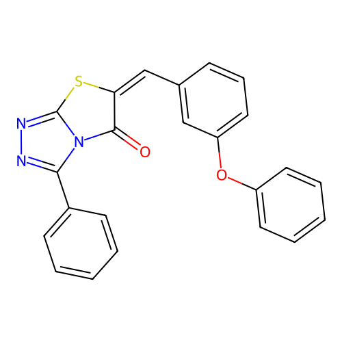 (E)-6-(3-phenoxybenzylidene)-3-phenylthiazolo[2,3-c][1,2,4]triazol-5(6H)-one structure