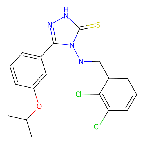 (E)-4-((2,3-dichlorobenzylidene)amino)-5-(3-isopropoxyphenyl)-4H-1,2,4-triazole-3-thiol structure