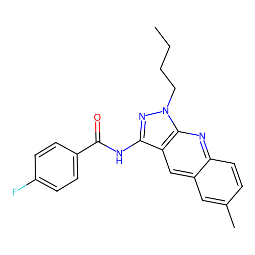 N-(1-butyl-6-methyl-1H-pyrazolo[3,4-b]quinolin-3-yl)-4-fluorobenzamide structure