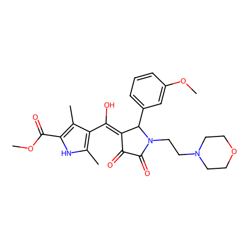 methyl 4-(4-hydroxy-2-(3-methoxyphenyl)-1-(2-morpholinoethyl)-5-oxo-2,5-dihydro-1H-pyrrole-3-carbonyl)-3,5-dimethyl-1H-pyrrole-2-carboxylate structure