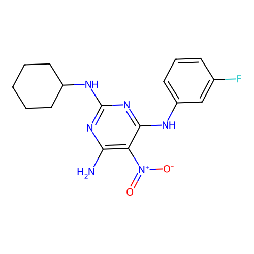 [6-Amino-2-(cyclohexylamino)-5-nitropyrimidin-4-yl](3-fluorophenyl)amine structure