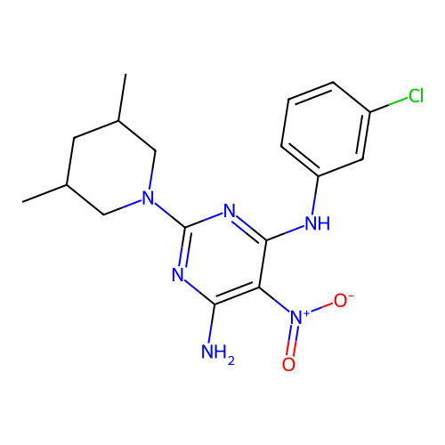 [6-Amino-2-(3,5-dimethylpiperidyl)-5-nitropyrimidin-4-yl](3-chlorophenyl)amine structure