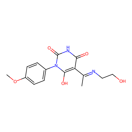 5-[1-(2-hydroxyethylamino)ethylidene]-1-(4-methoxyphenyl)-1,3-diazinane-2,4,6-trione structure