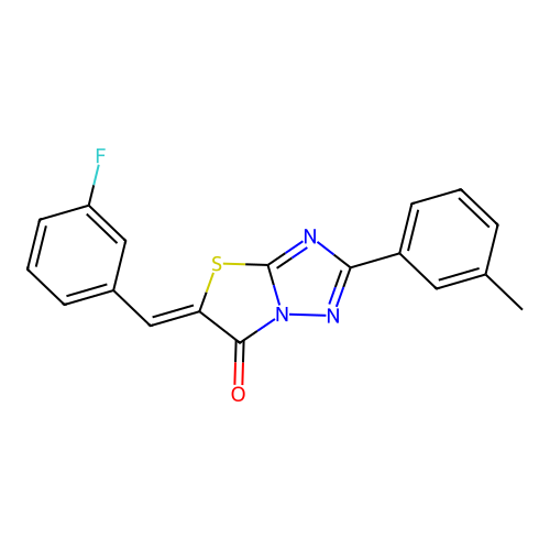 (Z)-5-(3-fluorobenzylidene)-2-(m-tolyl)thiazolo[3,2-b][1,2,4]triazol-6(5H)-one structure