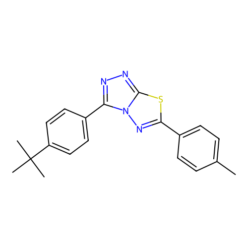 3-(4-(tert-butyl)phenyl)-6-(p-tolyl)-[1,2,4]triazolo[3,4-b][1,3,4]thiadiazole structure