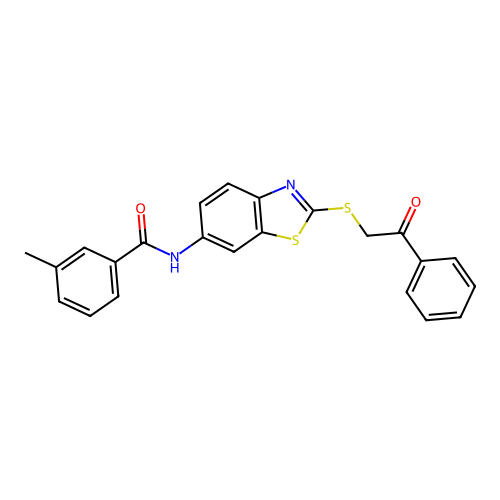 3-methyl-N-{2-[(2-oxo-2-phenylethyl)sulfanyl]-1,3-benzothiazol-6-yl}benzamide structure