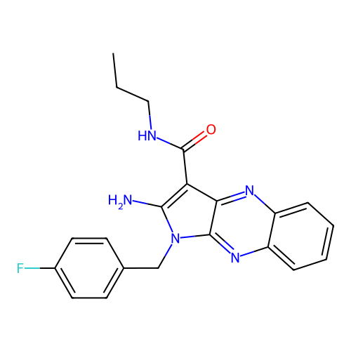 2-amino-1-(4-fluorobenzyl)-N-propyl-1H-pyrrolo[2,3-b]quinoxaline-3-carboxamide structure