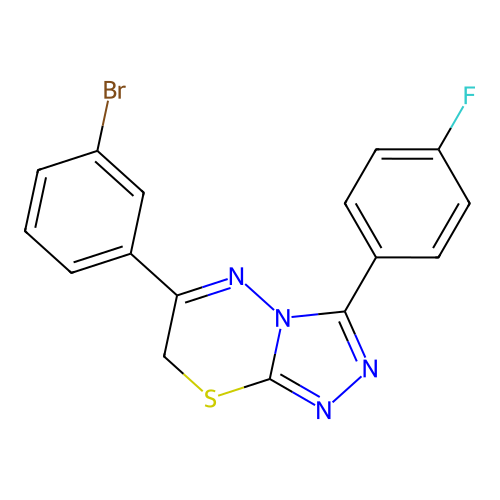 6-(3-bromophenyl)-3-(4-fluorophenyl)-7H-[1,2,4]triazolo[3,4-b][1,3,4]thiadiazine structure