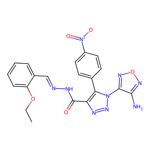 (E)-1-(4-amino-1,2,5-oxadiazol-3-yl)-N'-(2-ethoxybenzylidene)-5-(4-nitrophenyl)-1H-1,2,3-triazole-4-carbohydrazide structure