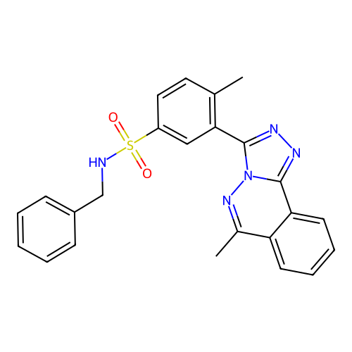 N-benzyl-4-methyl-3-(6-methyl-[1,2,4]triazolo[3,4-a]phthalazin-3-yl)benzenesulfonamide structure