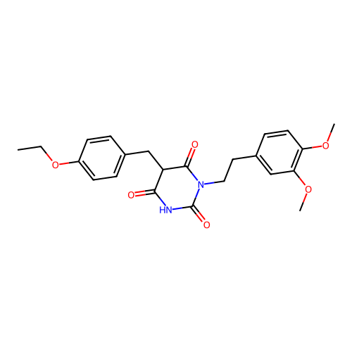 1-[2-(3,4-dimethoxyphenyl)ethyl]-5-[(4-ethoxyphenyl)methyl]-1,3-diazinane-2,4,6-trione structure