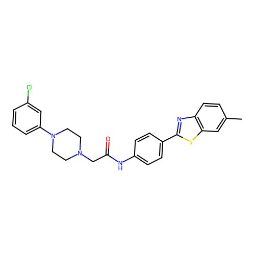 2-[4-(3-chlorophenyl)piperazin-1-yl]-N-[4-(6-methyl-1,3-benzothiazol-2-yl)phenyl]acetamide structure
