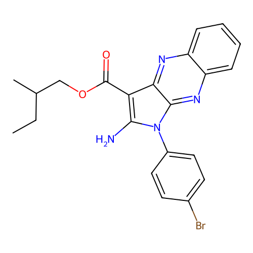 2-methylbutyl 2-amino-1-(4-bromophenyl)-1H-pyrrolo[2,3-b]quinoxaline-3-carboxylate structure