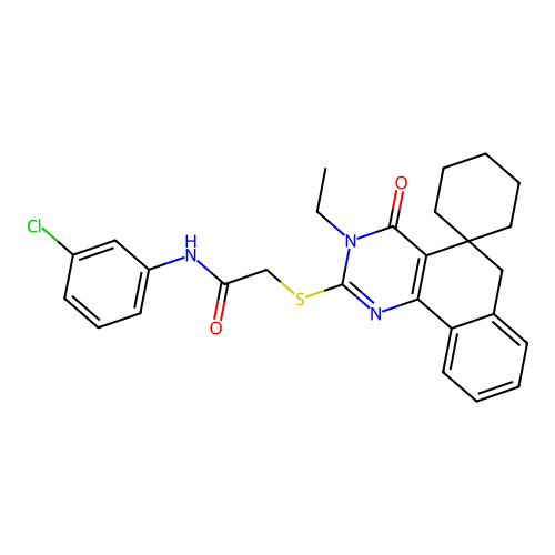 N-(3-chlorophenyl)-2-((3-ethyl-4-oxo-4,6-dihydro-3H-spiro[benzo[h]quinazoline-5,1'-cyclohexan]-2-yl)thio)acetamide structure