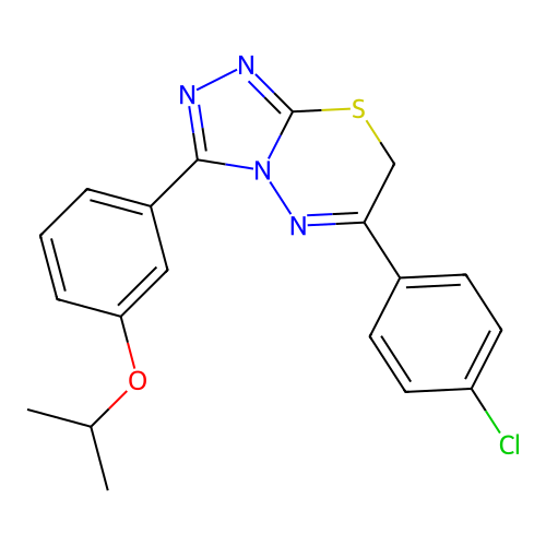 6-(4-chlorophenyl)-3-[3-(propan-2-yloxy)phenyl]-7H-[1,2,4]triazolo[3,4-b][1,3,4]thiadiazine structure