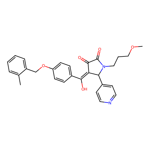 (4E)-4-[hydroxy-[4-[(2-methylphenyl)methoxy]phenyl]methylidene]-1-(3-methoxypropyl)-5-pyridin-4-ylpyrrolidine-2,3-dione structure