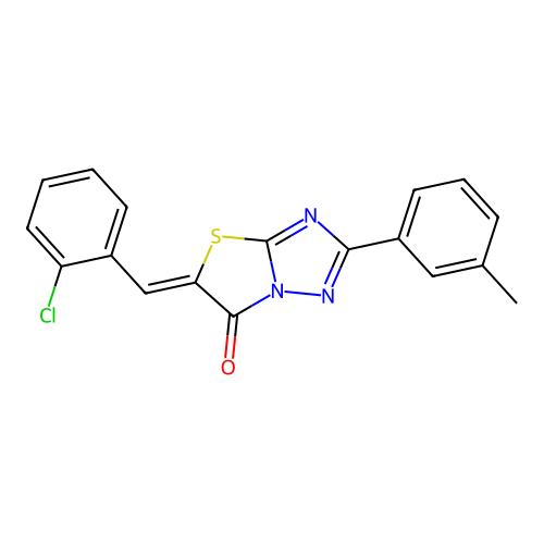 (5Z)-5-(2-chlorobenzylidene)-2-(3-methylphenyl)[1,3]thiazolo[3,2-b][1,2,4]triazol-6(5H)-one structure