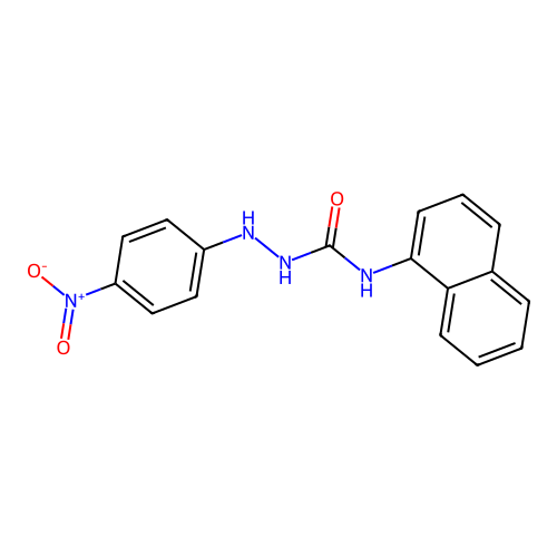 N-(naphthalen-1-yl)-2-(4-nitrophenyl)hydrazinecarboxamide structure
