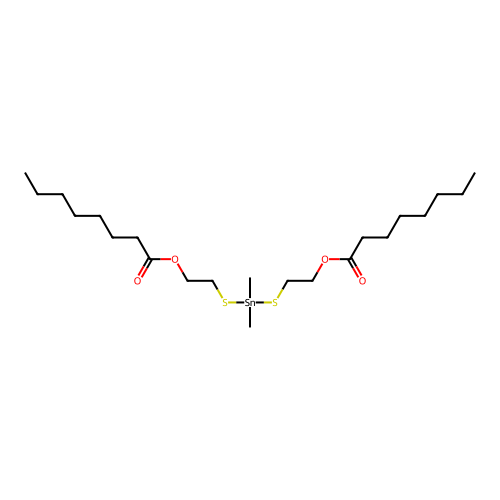 1,1'-((Dimethylstannylene)bis(thio-2,1-ethanediyl)) dioctanoate structure