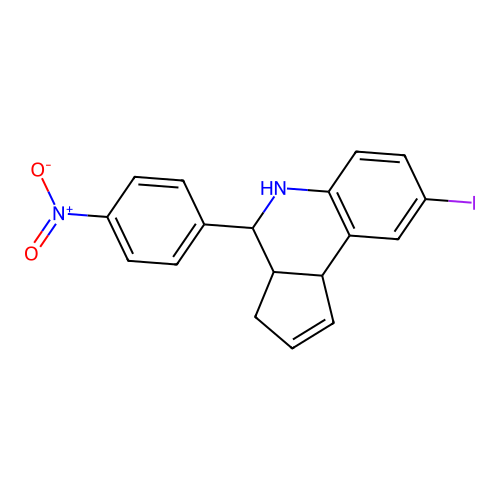 8-iodo-4-(4-nitrophenyl)-3a,4,5,9b-tetrahydro-3H-cyclopenta[c]quinoline structure