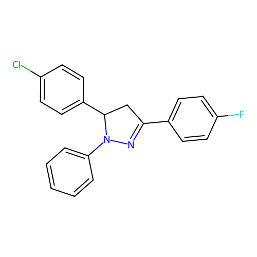 5-(4-chlorophenyl)-3-(4-fluorophenyl)-1-phenyl-4,5-dihydro-1H-pyrazole structure