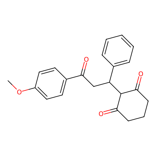 2-[3-(4-Methoxyphenyl)-3-oxo-1-phenylpropyl]cyclohexane-1,3-dione structure