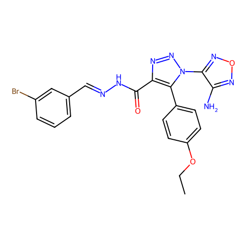 (E)-1-(4-amino-1,2,5-oxadiazol-3-yl)-N'-(3-bromobenzylidene)-5-(4-ethoxyphenyl)-1H-1,2,3-triazole-4-carbohydrazide structure