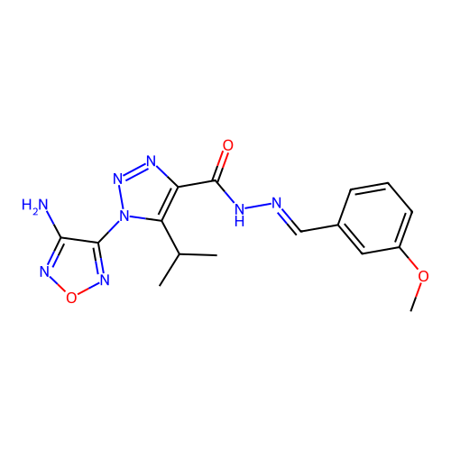 (E)-1-(4-amino-1,2,5-oxadiazol-3-yl)-5-isopropyl-N'-(3-methoxybenzylidene)-1H-1,2,3-triazole-4-carbohydrazide structure