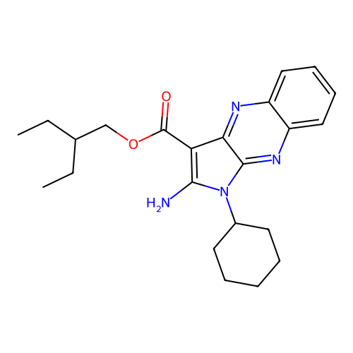 2-ethylbutyl 2-amino-1-cyclohexyl-1H-pyrrolo[2,3-b]quinoxaline-3-carboxylate structure