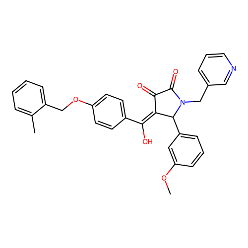 (4E)-4-[hydroxy-[4-[(2-methylphenyl)methoxy]phenyl]methylidene]-5-(3-methoxyphenyl)-1-(pyridin-3-ylmethyl)pyrrolidine-2,3-dione structure
