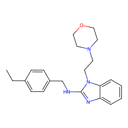 N-(4-ethylbenzyl)-1-[2-(morpholin-4-yl)ethyl]-1H-benzimidazol-2-amine structure
