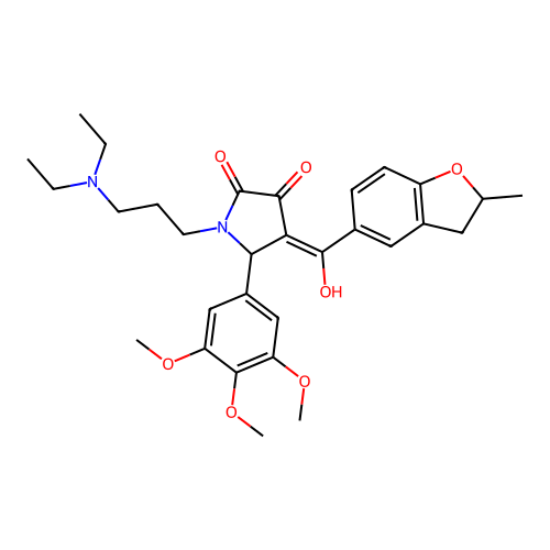 (4E)-1-[3-(diethylamino)propyl]-4-[hydroxy-(2-methyl-2,3-dihydro-1-benzofuran-5-yl)methylidene]-5-(3,4,5-trimethoxyphenyl)pyrrolidine-2,3-dione structure