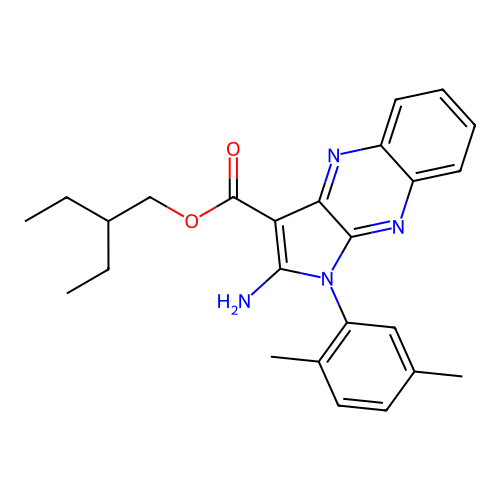 2-ethylbutyl 2-amino-1-(2,5-dimethylphenyl)-1H-pyrrolo[2,3-b]quinoxaline-3-carboxylate structure