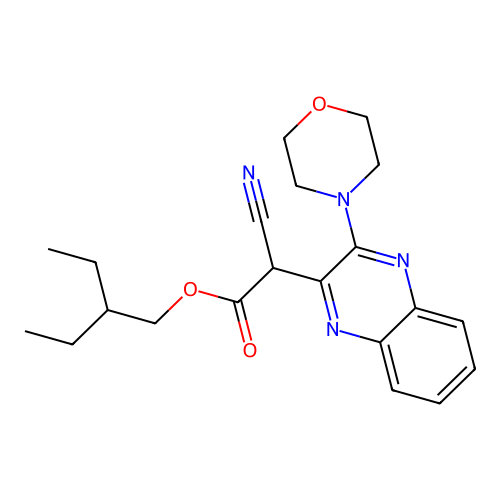 2-Ethylbutyl cyano[3-(morpholin-4-yl)quinoxalin-2-yl]acetate structure