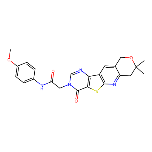 2-(8,8-dimethyl-4-oxo-7,10-dihydro-8H-pyrano[3'',4'':5',6']pyrido[3',2':4,5]thieno[3,2-d]pyrimidin-3(4H)-yl)-N-(4-methoxyphenyl)acetamide structure